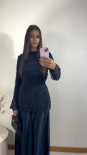 ROBE DENTELLE ET SATINÉE | MARINE