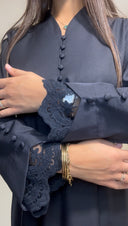 ROBE INSPI DJELLABA À DENTELLE I BLEU MARINE
