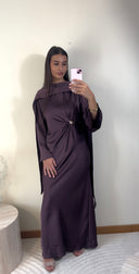 [PREMIUM] ROBE À DÉTAIL DORÉ AVEC VOILE | PRUNE