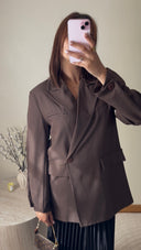 BLAZER MANCHE CROISÉE | MARRON