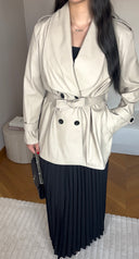TRENCH EN CUIR CINTURÉ I BEIGE