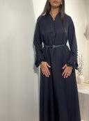 ROBE INSPI DJELLABA À DENTELLE I BLEU MARINE