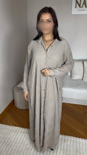 ROBE CHEMISE PLISSÉE I TAUPE