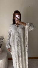 ROBE CHEMISE PLISSÉE LARGE | BEIGE