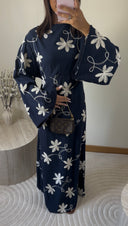 ROBE BRODÉE À MOTIFS | BLEU MARINE