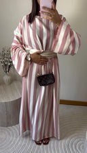ROBE À RAYURES AVEC CEINTURE | ROSE