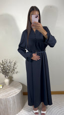 ROBE INSPI DJELLABA À DENTELLE I BLEU MARINE