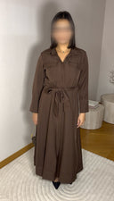ROBE CHEMISE MARRON CINTURÉE