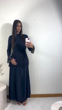 ROBE DENTELLE ET SATINÉE | MARINE