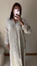 ROBE CHEMISE PLISSÉE LARGE | BEIGE