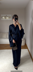 ENSEMBLE SATIN BLEU MARINE