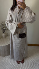 ROBE CHEMISE À NOUER | TAUPE