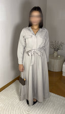 ROBE CHEMISE TAUPE CINTURÉE