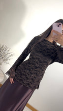 ROBE DENTELLE ET SATINÉE | MARRON