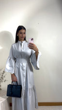 [PREMIUM] ROBE CHEMISE À MANCHES BOUFFANTES | BLEU PIERRE