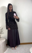ROBE DENTELLE ET SATINÉE | MARRON
