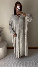 ROBE CHEMISE PLISSÉE LARGE | BEIGE