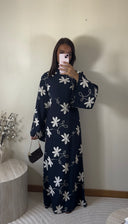 ROBE BRODÉE À MOTIFS | BLEU MARINE