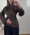 HAUT ASYMÉTRIQUE À FLEURS | MARRON