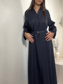 ROBE INSPI DJELLABA À DENTELLE I BLEU MARINE