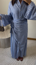 ROBE CHEMISE À NOUER | BLEU