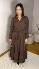 ROBE CHEMISE MARRON CINTURÉE