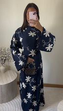 ROBE BRODÉE À MOTIFS | BLEU MARINE