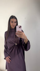 [PREMIUM] ROBE À DÉTAIL DORÉ AVEC VOILE | PRUNE