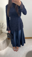 ROBE DENTELLE ET SATINÉE | MARINE