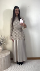 ROBE DENTELLE ET SATINÉE | BEIGE
