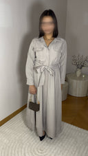 ROBE CHEMISE TAUPE CINTURÉE