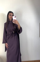 [PREMIUM] ROBE À DÉTAIL DORÉ AVEC VOILE | PRUNE