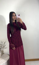 ROBE DENTELLE ET SATINÉE | BORDEAUX