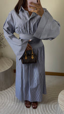 ROBE RAYÉE AJUSTÉE | BLEU MARINE