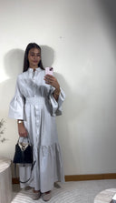 [PREMIUM] ROBE CHEMISE À MANCHES BOUFFANTES | BLEU PIERRE