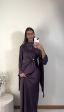 [PREMIUM] ROBE À DÉTAIL DORÉ AVEC VOILE | PRUNE