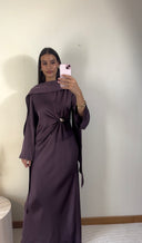 [PREMIUM] ROBE À DÉTAIL DORÉ AVEC VOILE | PRUNE