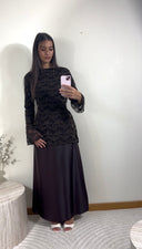 ROBE DENTELLE ET SATINÉE | MARRON