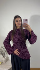 HAUT ASYMÉTRIQUE À FLEURS | PRUNE