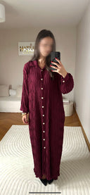 ROBE CHEMISE PLISSÉE BORDEAUX