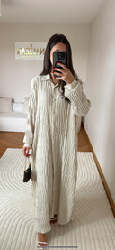 ROBE CHEMISE PLISSÉE BEIGE