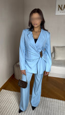 ENSEMBLE TAILLEUR AVEC DORURE I BLEU CIEL