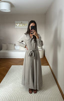 ROBE CHEMISE GRISE CINTURÉE
