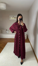 ROBE CHEMISE PLISSÉE BORDEAUX
