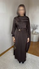 ROBE LONGUE MARRON AVEC VOILE