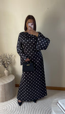 ROBE SATINÉE À POIS I NOIR