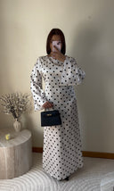 ROBE SATINÉE À POIS I BLANCHE