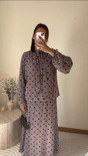 ENSEMBLE JUPE À POIS I TAUPE