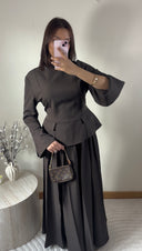 ENSEMBLE JUPE PLISSÉE I MARRON
