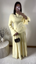 ENSEMBLE JUPE PLISÉE I JAUNE
